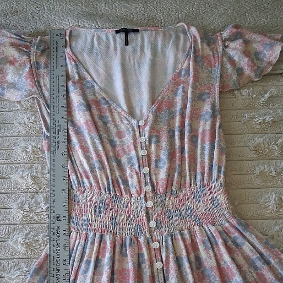 bobi BLACK Pink and Blue Floral Smocked Flutter Sleeve Sundress - Picture 4 of 5